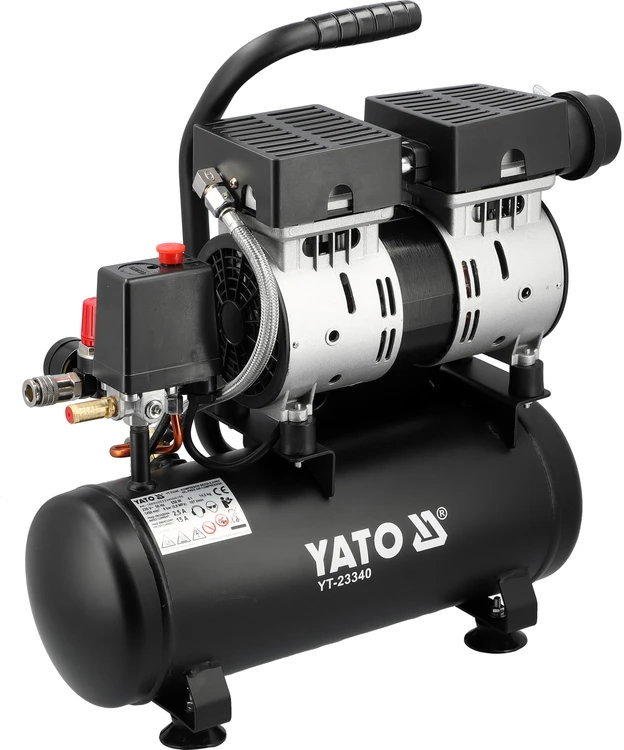 Toya Sa Poland Oro kompresorius tylus | betepalinis | 6L/0.8MPA/8BAR/116PSI/ 107l/min | 550 W (YT-23340)