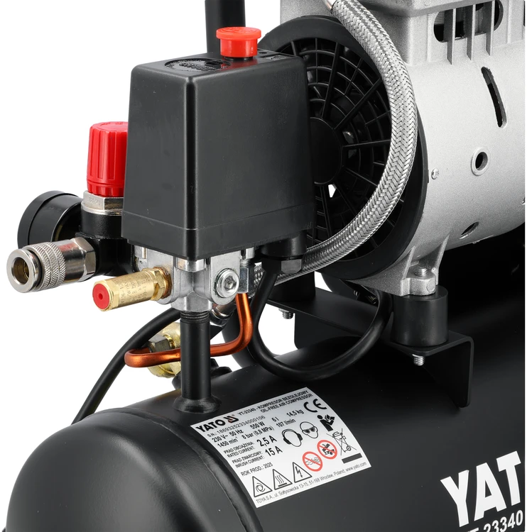 Toya Sa Poland Oro kompresorius tylus | betepalinis | 6L/0.8MPA/8BAR/116PSI/ 107l/min | 550 W (YT-23340)