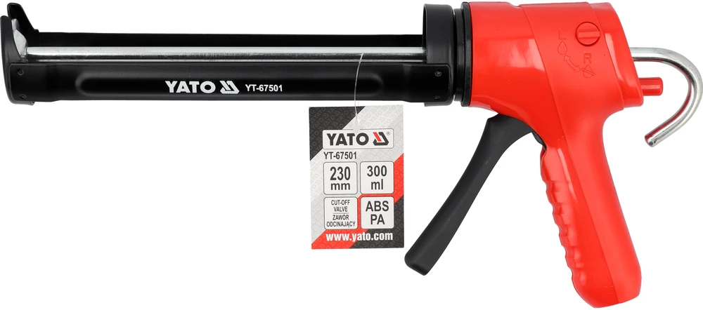Toya Sa Poland Pistoletas silikonui su srauto stabdymo vožtuvu 230 mm | 300 ml (YT-67501)