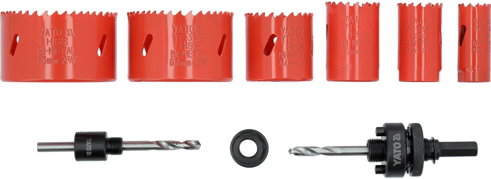 Yato bimetalinių gręžimo karūnų rinkinys 8 vnt. 22-73 mm YT-3380