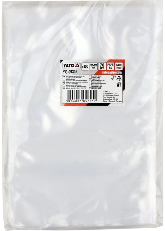 Yato Toya Sa Poland Maišeliai sous-vide ir kameriniams vakuumatoriams | 160 × 230 mm | 70 µm (YG-09336)