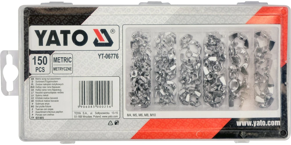 YATO drugelio formos veržlių rinkinys, metrinis, 150 vnt., mišinys