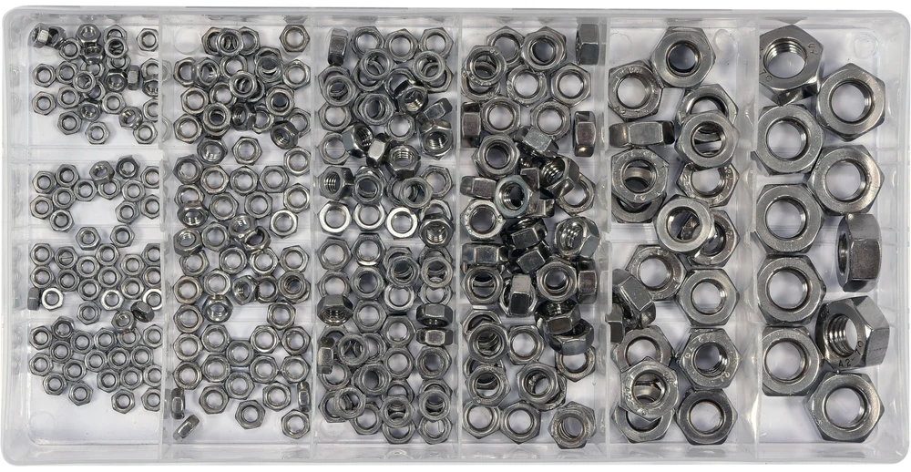 Toya Sa Poland YATO Rinkinys METRICINIAI NERŪDIJANTI RIEŠUTAI 300 vnt. MIX M3, M4, M5, M6, M8, M10