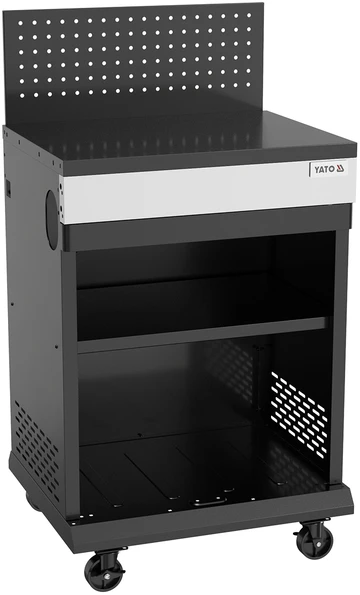 Virdulys Yato Dujinės kepsninės modulinė spintelė, lauko virtuvės saugykla, juodo plieno spintelė su ratukais, papildoma kepsninės darbo vieta, tvirta kepsninės spintelė