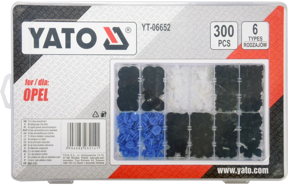 Yato Toya Sa Poland Automobilinis klipsų asortimentas Opel | 300 vnt. (YT-06652)