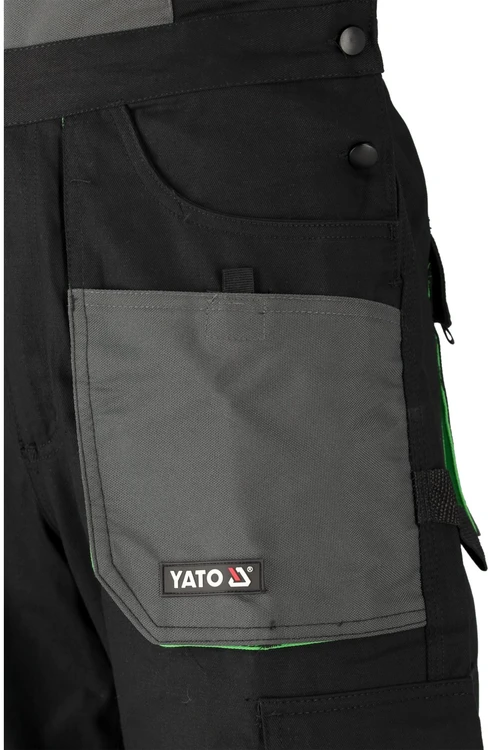 Yato Darbo kombinezonas su 10 kišenių, dydis 2XL, medvilniniai darbo drabužiai, juodi, pilki ir žali, vyrams