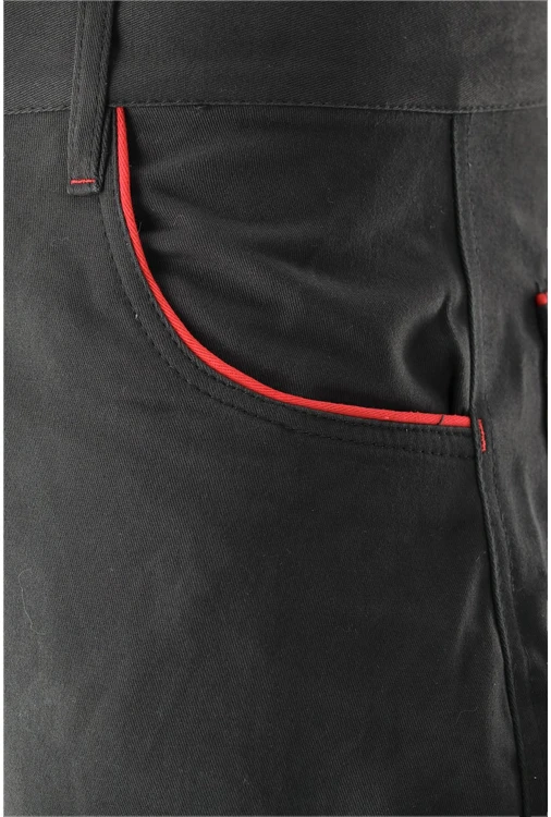 Yato Darbo kelnės Comfy, dydis L/XL, medvilninės darbo kelnės, juoda ir raudona darbo apranga