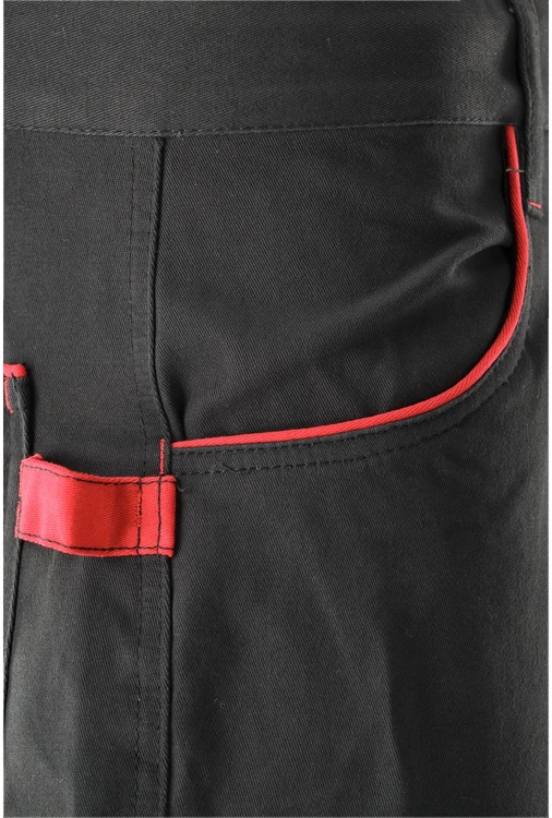 Yato Darbo kelnės Comfy, dydis L/XL, medvilninės darbo kelnės, juoda ir raudona darbo apranga