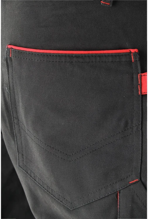 Yato Darbo kelnės Comfy, dydis L/XL, medvilninės darbo kelnės, juoda ir raudona darbo apranga