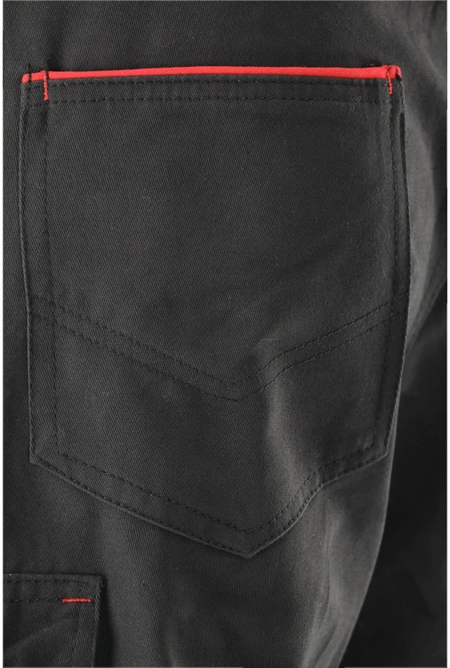 Yato Darbo kelnės Comfy, dydis L/XL, medvilninės darbo kelnės, juoda ir raudona darbo apranga