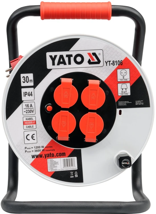Ilgiklis vyniojamas ant ritės Yato YT-8106; 30 m; 3x2,5 mm²