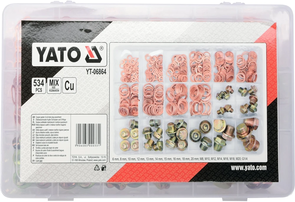 YATO ALIUMINIO POPLUVĖS IR ALYVOS IŠLEIDIMO KAIŠTUKAI 534 vnt.