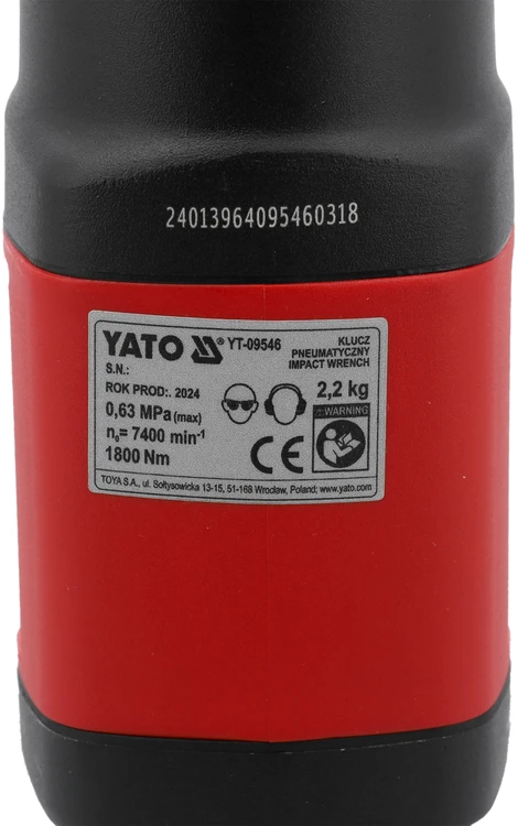 Yato Toya Sa Poland Pneumatinis smūginis veržliasukis | 12,5 mm (1/2") | 1800 Nm (YT-09546)