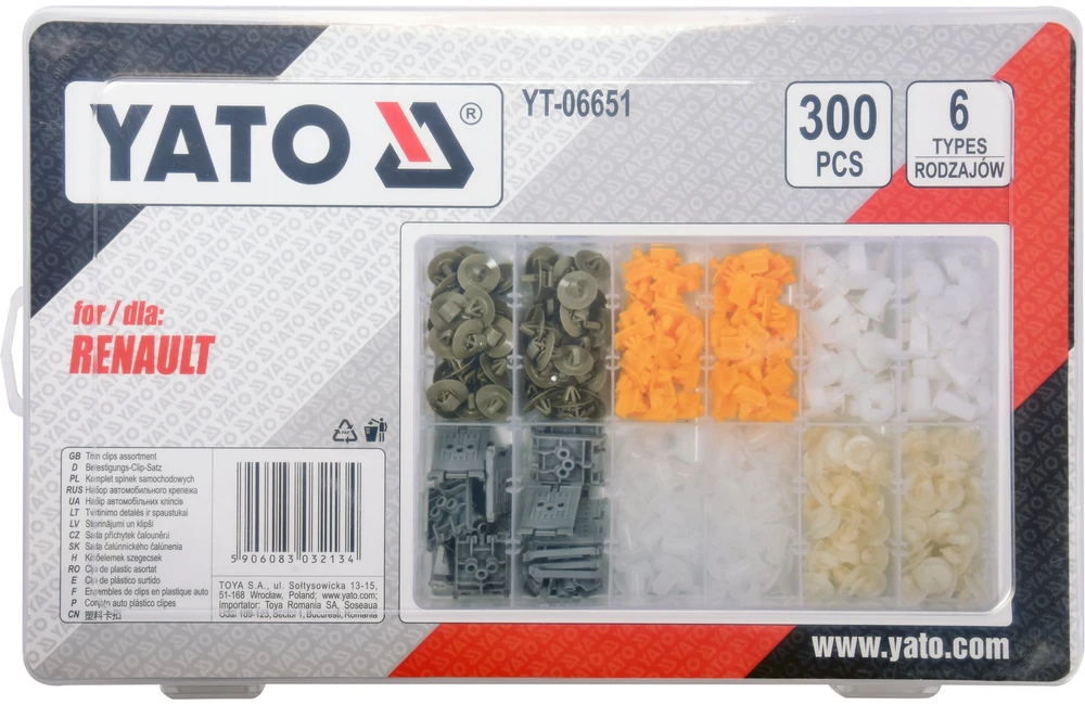 Yato Toya Sa Poland Automobilinis klipsų asortimentas Renault | 300 vnt. (YT-06651)