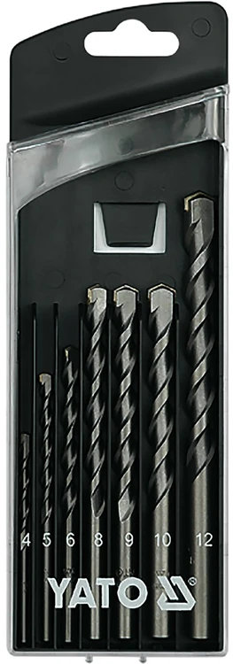 YATO betono grąžtas, pilnas, 7 vnt., 4, 5, 6, 8, 9, 10, 12 mm, 4390