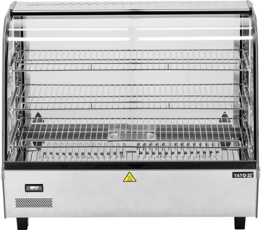 Yato Toya Sa Poland Šildoma vitrina | pastatoma | 120 l | 1100 W | 678 × 568 × 686 mm | 30–90 °C | 3 lentynos | stumdomos durys | nerūdijantis plienas ir stiklas | LED (YG-04980)