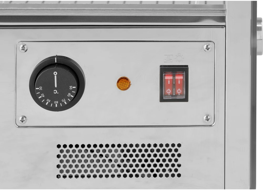 Yato Toya Sa Poland Šildoma vitrina | pastatoma | 120 l | 1100 W | 678 × 568 × 686 mm | 30–90 °C | 3 lentynos | stumdomos durys | nerūdijantis plienas ir stiklas | LED (YG-04980)