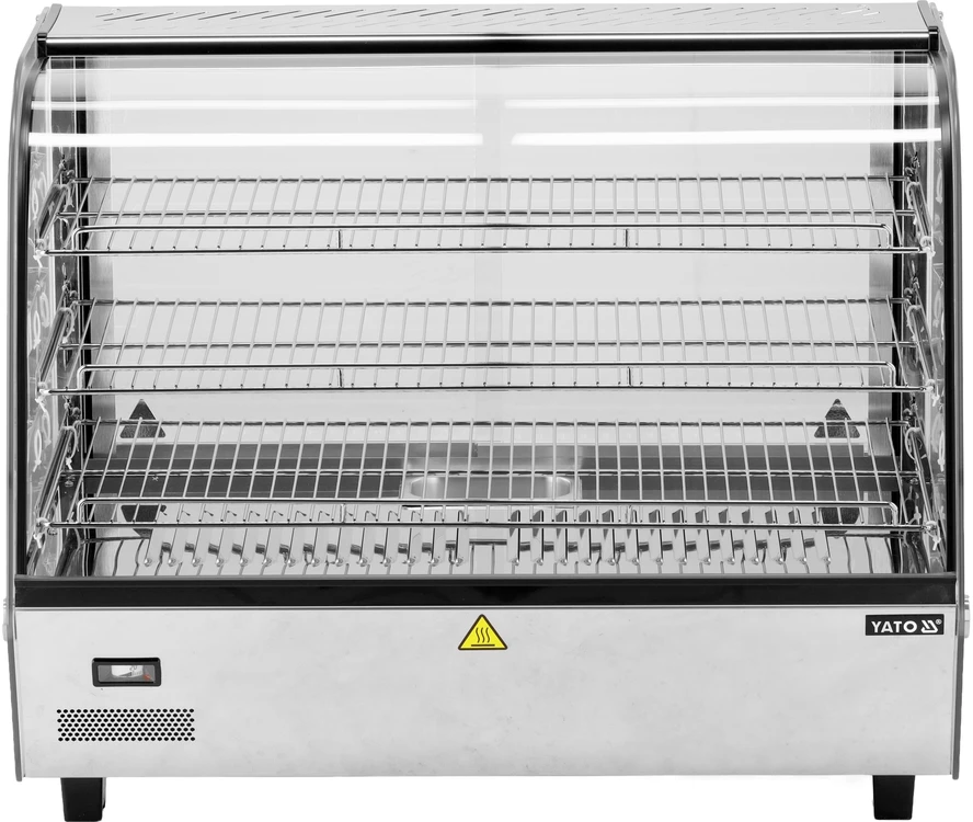Toya Sa Poland Šildoma vitrina | pastatoma | 160 l | 1500 W | 856 × 568 × 686 mm | 30–90 °C | 3 lentynos | stumdomos durys | nerūdijantis plienas ir stiklas | LED | vandens talpa drėgmei (YG-04981)