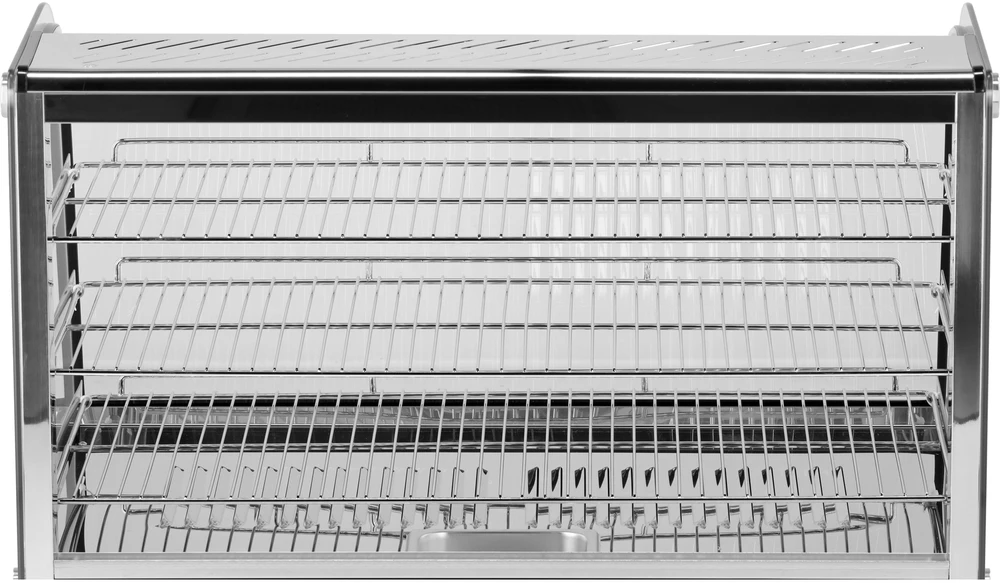 Toya Sa Poland Šildoma vitrina | pastatoma | 160 l | 1500 W | 856 × 568 × 686 mm | 30–90 °C | 3 lentynos | stumdomos durys | nerūdijantis plienas ir stiklas | LED | vandens talpa drėgmei (YG-04981)
