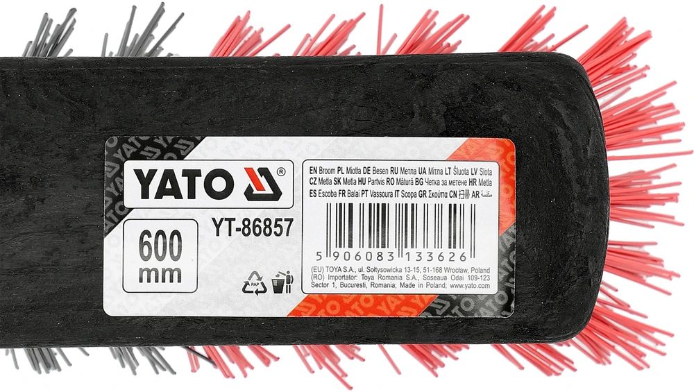 Toya Sa Poland Gatvės šepetys lauko valymui | 600 mm | PET PVC šeriai | kūginis sriegis (YT-86857)
