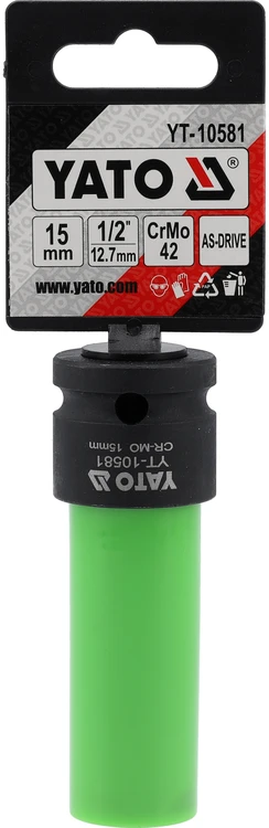 Toya Sa Poland Galvutė smūginė ilga plonasienė | su plastikine apsauga | 12,7 mm (1/2") | 15 mm (YT-10581)