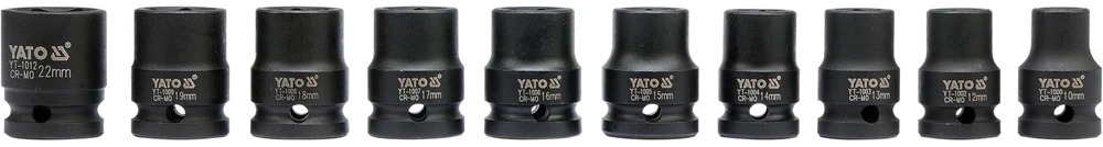 YATO smūginių antgalių rinkinys 1/2" 10 vnt. 10-22 mm 1025