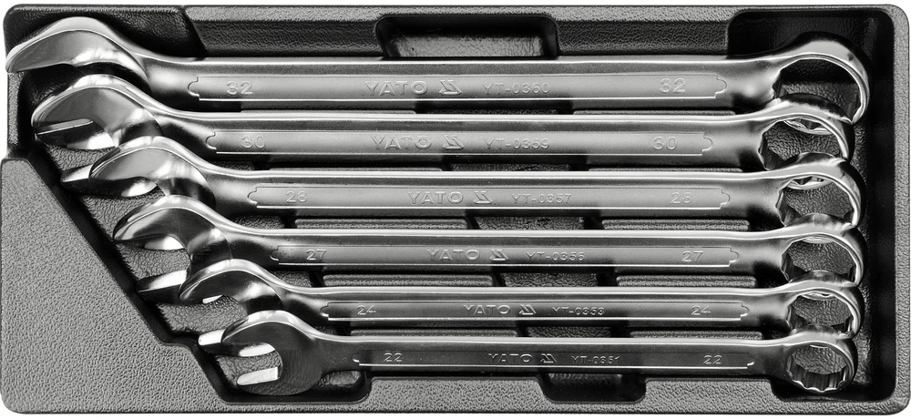 Yato Plokščiųjų veržliarakčių rinkinys 22-32 mm, chromuotas, skirtas dirbtuvėms, veržliarakčių rinkinys, žiedinių veržliarakčių rinkinys