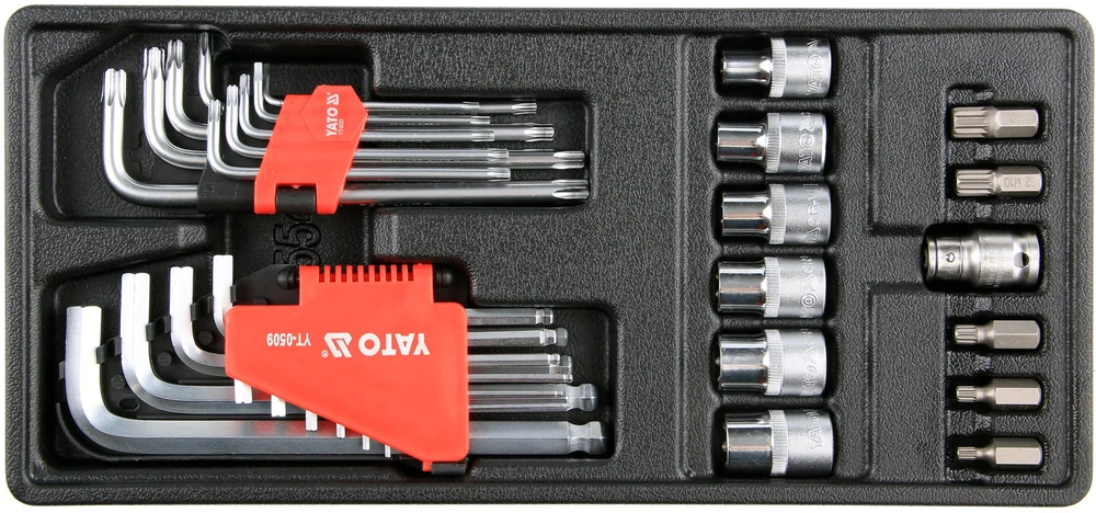 YATO RAKTAI HEX, TORX, TORX LIETUVIŲ RINKINYS 31 vnt. SPINTELĖS Įdėklas YT-55451