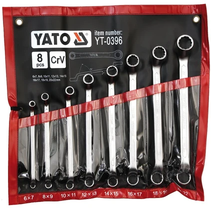 YATO LENKIOTIEJI ŽIEDINIAI VERŽTAŽRAKČIAI, SATINUOTI, 8 vnt. 6-22mm DĖKLAS 0396