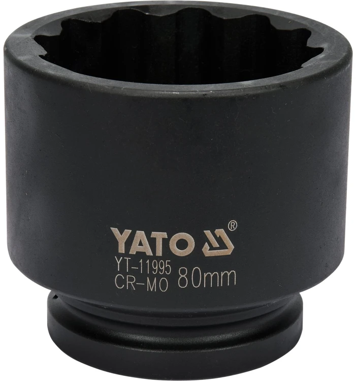 Yato Smūginis 80 mm lizdas automobilių stebulėms, CrMo, 12 kampų smūginis lizdas, lizdas stebulėms, 80 mm smūginis lizdas