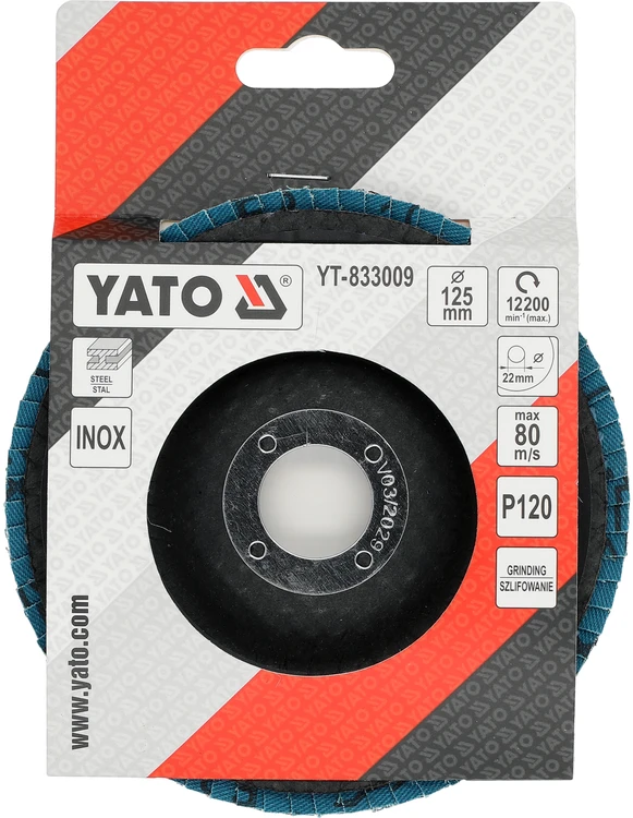 Toya Sa Poland Cirkonio žiedlapinis šlifavimo diskas | P120 | 125 × 22 mm (YT-833009)