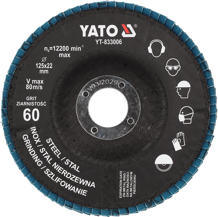 Toya Sa Poland Cirkonio lapelinis šlifavimo diskas | P60 | 125 x 22 mm (YT-833006)