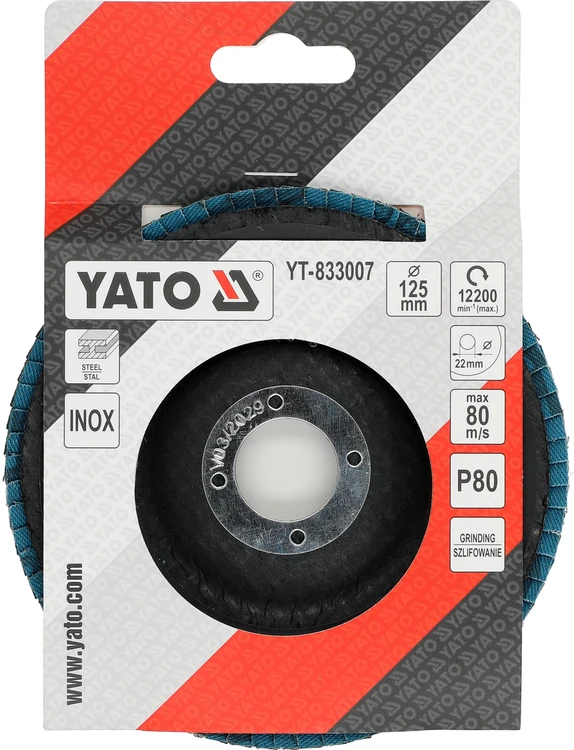 Toya Sa Poland Cirkonio lapelinis šlifavimo diskas | P80 | 125 x 22 mm (YT-833007)