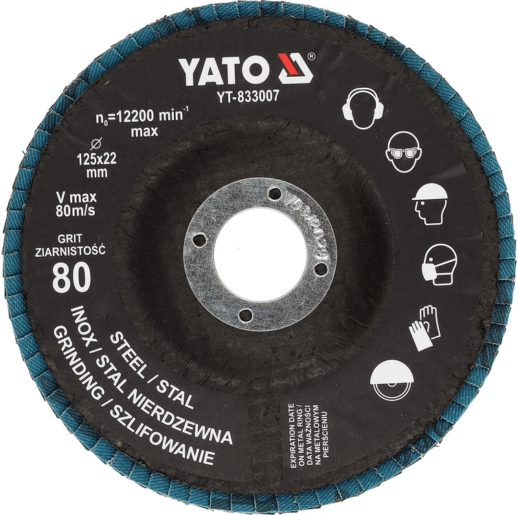 Toya Sa Poland Cirkonio lapelinis šlifavimo diskas | P80 | 125 x 22 mm (YT-833007)