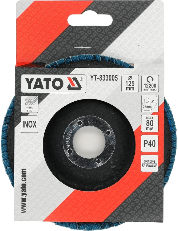 Toya Sa Poland Cirkonio lapelinis šlifavimo diskas | P40 | 125 x 22 mm (YT-833005)