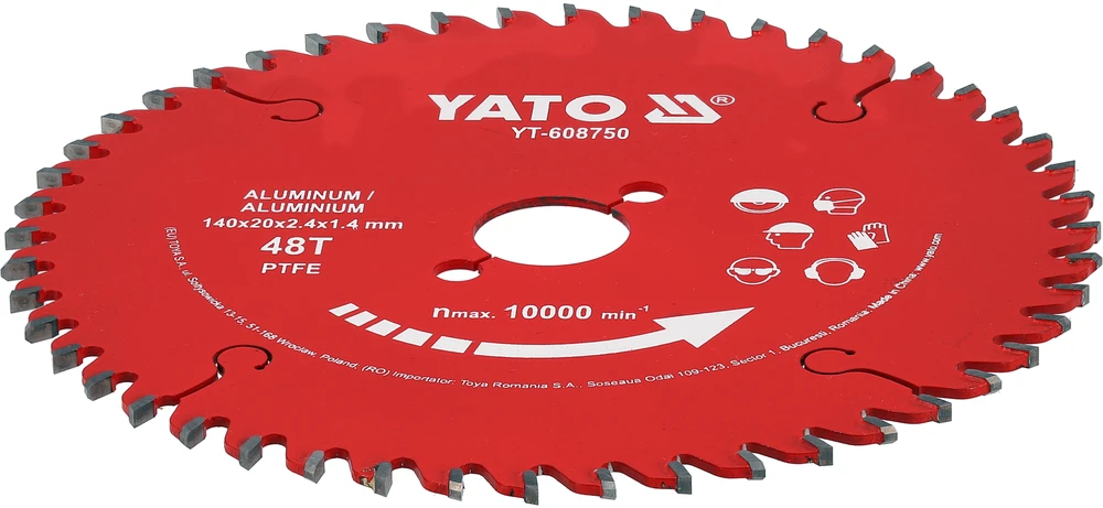 Yato TCT PTFE DISKAS ALUMINIUI 165*20*48T