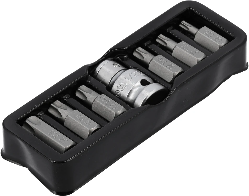 YATO TORX antgalių rinkinys 7 vnt. 0416 T25 – T55 + ADAPTERIS, SU ANGA