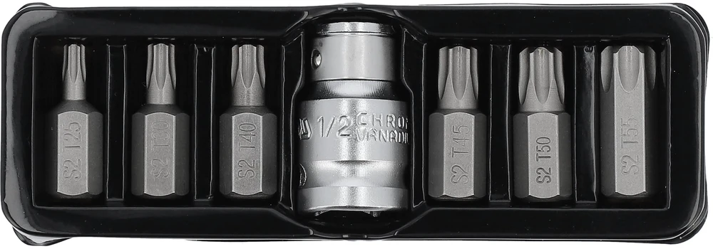 YATO TORX antgaliai 7 elementai. T25 - T55 + ADAPTERIS 0410