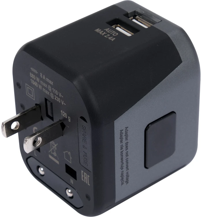 Yato Toya Sa Poland Kelionininis adapteris | universalus | daugiau nei 150 šalių | su 2 X USB 5V / 2.4A Įkrovikliu (YT-81301)
