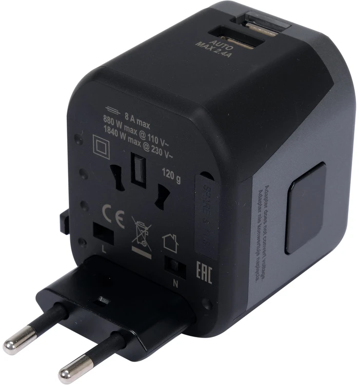 Yato Toya Sa Poland Kelionininis adapteris | universalus | daugiau nei 150 šalių | su 2 X USB 5V / 2.4A Įkrovikliu (YT-81301)