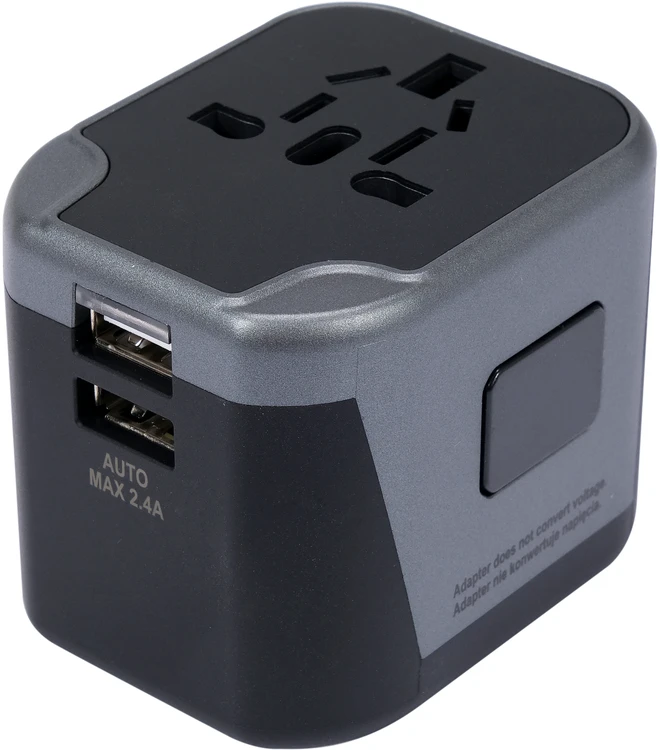 Yato Toya Sa Poland Kelionininis adapteris | universalus | daugiau nei 150 šalių | su 2 X USB 5V / 2.4A Įkrovikliu (YT-81301)