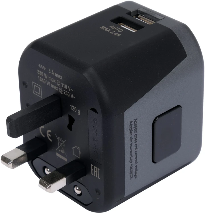 Yato Toya Sa Poland Kelionininis adapteris | universalus | daugiau nei 150 šalių | su 2 X USB 5V / 2.4A Įkrovikliu (YT-81301)