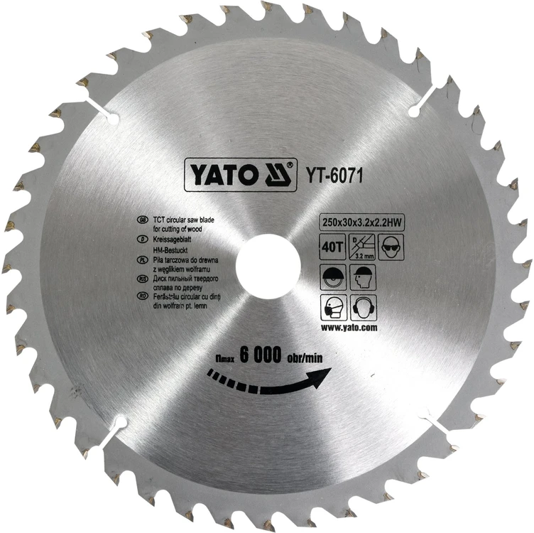 YATO WIDI diskinis pjūklas 250 x 30 mm 40 dantukų 6071