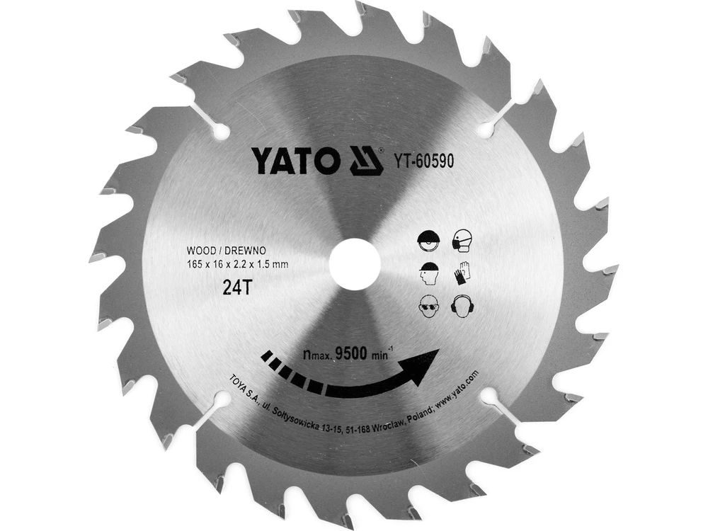 YATO DISKINIS PJŪKLO DISKAS SU KARBIDO DANTIMIS 165*24*16 60590