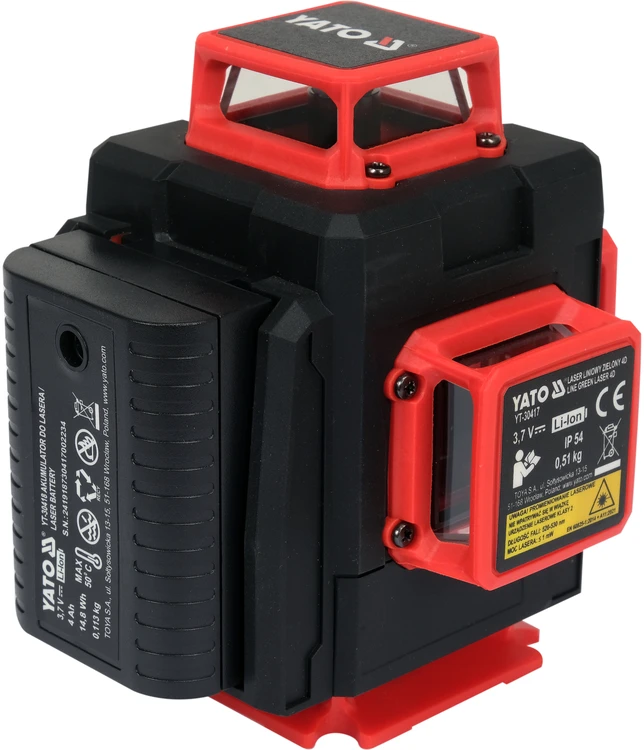 Kryžminis lazerinis nivelyras Yato YT-30417; 3,7 V; 2x4,0 Ah akum.