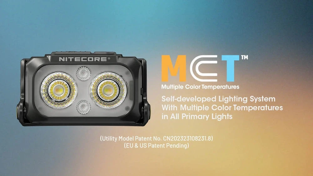 Nitecore NU25 MCT UL 400 lm USB-C įkraunamas ultralengva galvos lempa su keliomis temperatūromis