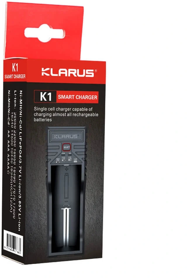 Įkroviklis Klarus K1 PRO, 21700/18650/16340/14500 įkraunamoms baterijoms
