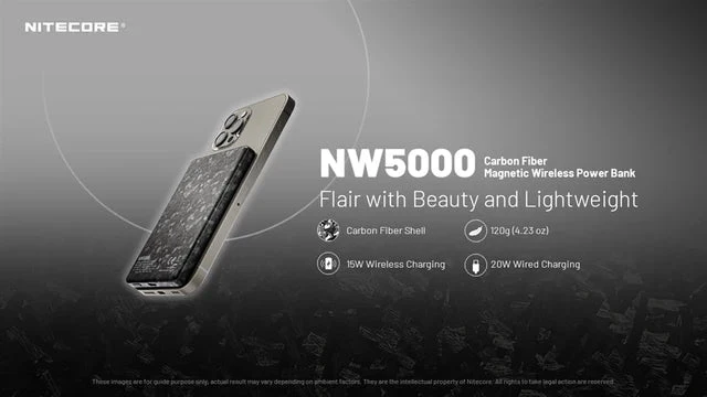 Išorinė baterija Nitecore NW5000, magnetinė belaidė– 5000 mAh