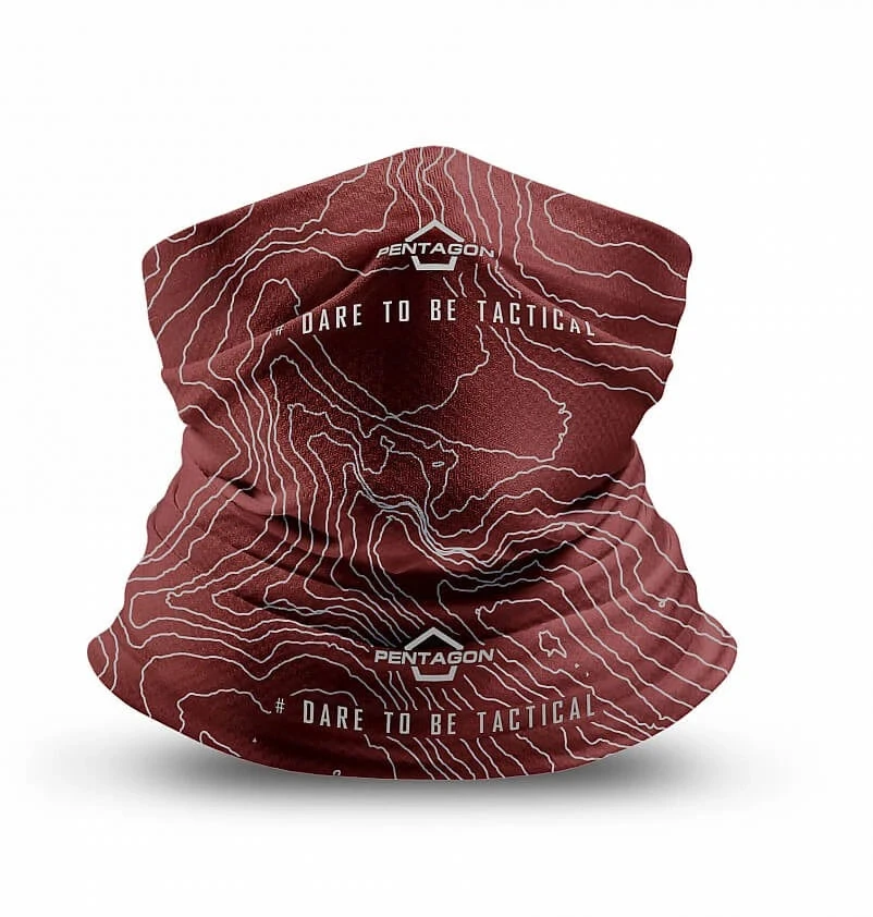 Kaklamautė Pentagon Skiron "Topographic Map", Maroon Raudona