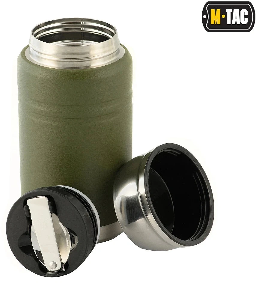 M-Tac maisto termosas su sulankstomu šaukštu 750 ml Olive